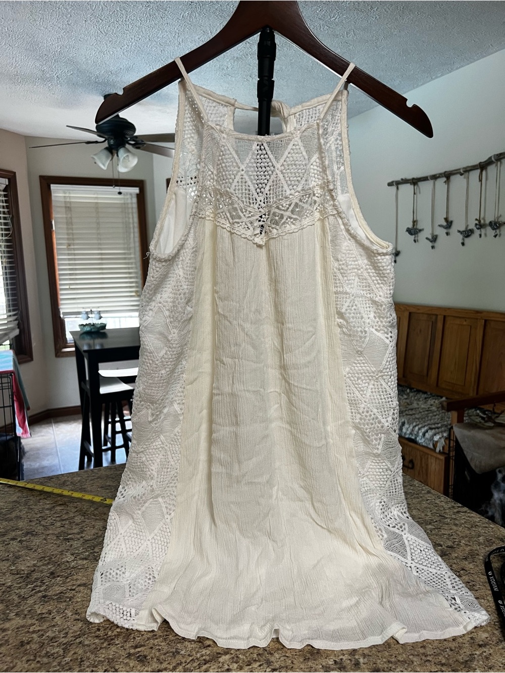 NWOT miami white Cream Crochet Tank shift swing Dress